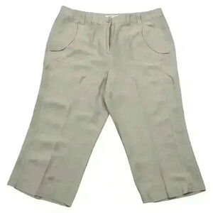 Sandro Linen Beige Wide Leg Cropped Dress Pants Women’s Sz 14 Cottagecore Casual